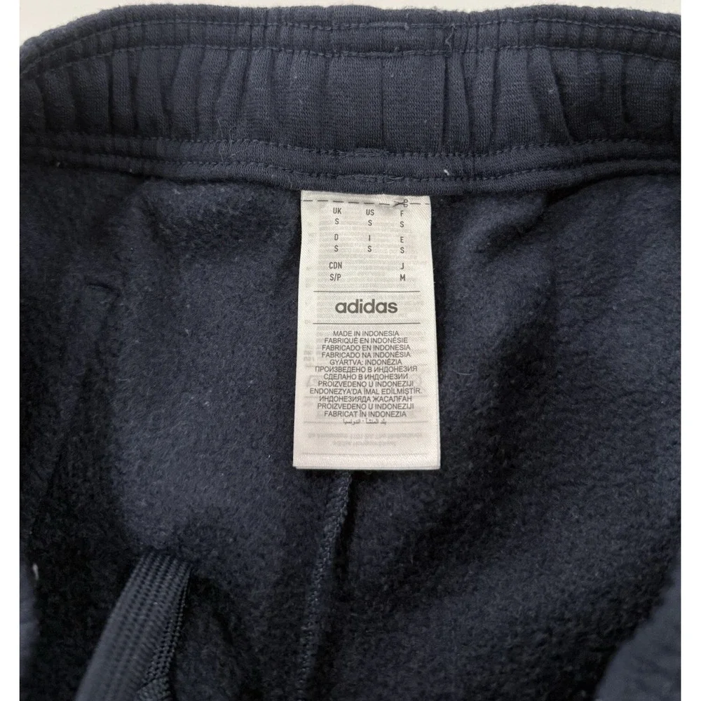 Adidas Tapered Sweatpants Fleece Lined Navy Blue Men's Size Small Zip at Ankle